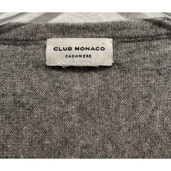 French Connection Gray Cashmere Pullover Sweater Diagonal Buttons Simisola READ - Picture 7 of 9